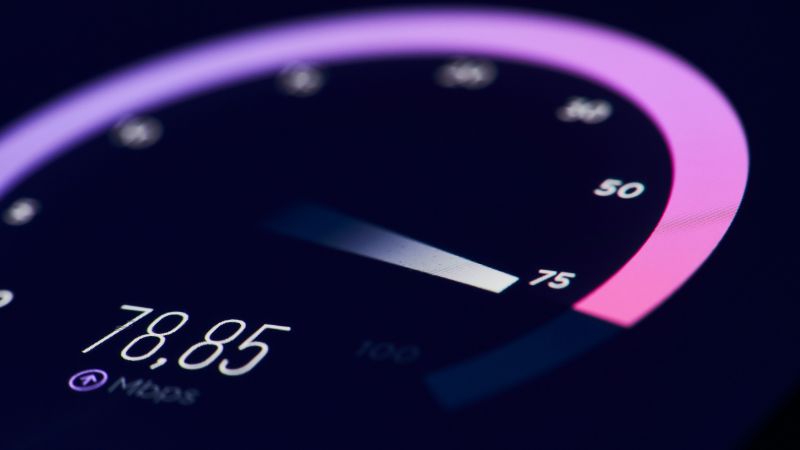 a close up of internet speed