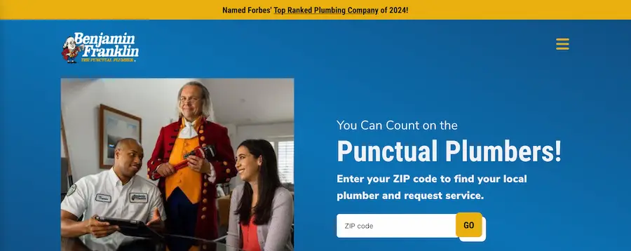 5 Website Design Elements That Convert Visitors to Leads: Real Examples from Small Businesses 3 benjamin franklin plumbing